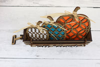 Handmade Wood Wagon Fall Thanksgiving Decor Set - Sew Lucky Embroidery