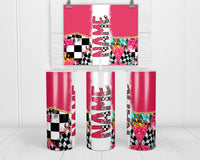 Female Racer Personalized 20oz Insulated Tumbler with Lid and Straw - Sew Lucky Embroidery