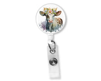 Floral Cow with Crown Badge Reel - Sew Lucky Embroidery