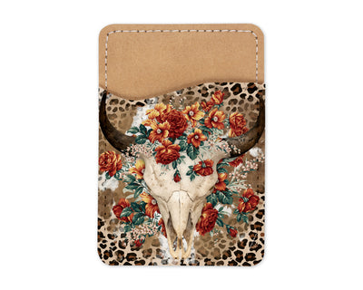 Floral Leopard Bull Skull Phone Wallet