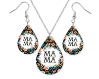 Floral Mama Earrings and Necklace Set - Sew Lucky Embroidery