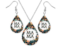 Floral Mama Earrings and Necklace Set - Sew Lucky Embroidery