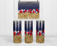 Floral with Glitter 20 oz insulated tumbler with lid and straw - Sew Lucky Embroidery
