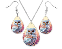 3D Fluffy Owl Earrings and Necklace Set - Sew Lucky Embroidery