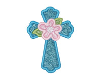 Glitter Cross Sew or Iron on Embroidered Patch - Sew Lucky Embroidery