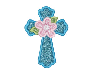 Glitter Cross Sew or Iron on Embroidered Patch - Sew Lucky Embroidery