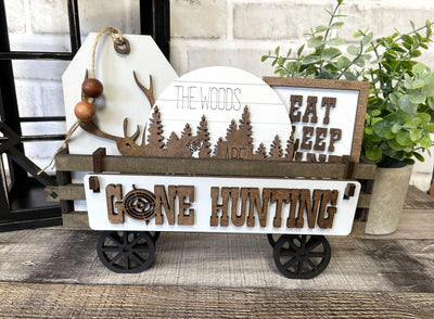 Hunting Handmade Wood Wagon Interchangeable Decor Set