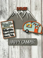 Happy Camper Handmade Wood Wagon Interchangeable Decor Set - Sew Lucky Embroidery
