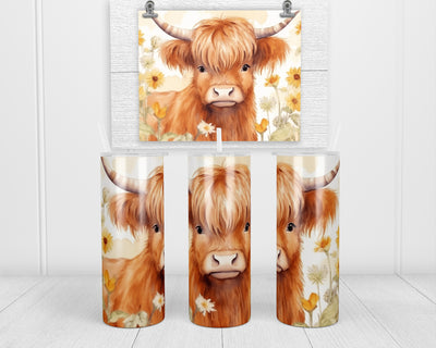 Highland Calf 20 oz insulated tumbler with lid and straw
