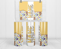 Highland Cows Yellow Personalized 20oz Insulated Tumbler with Lid and Straw - Sew Lucky Embroidery