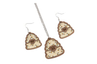 Honey Bee Wood and Acrylic handmade earrings or necklace set - Sew Lucky Embroidery