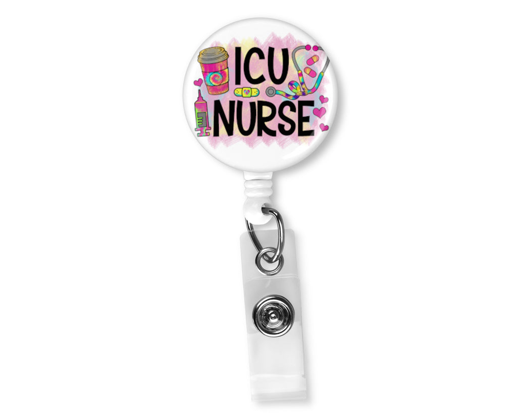 ICU Nurse Badge Reel  Sew Lucky Embroidery