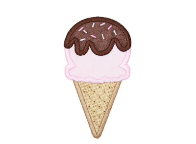 Ice Cream Cone with Chocolate Sauce Sew or Iron on Embroidered Patch
