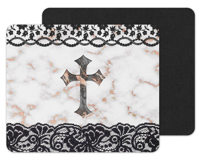 Lace and Marble Cross Mouse Pad