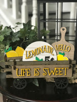 Lemons Handmade Wood Wagon Interchangeable Decor Set - Sew Lucky Embroidery