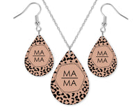 Leopard Mama Earrings and Necklace Set - Sew Lucky Embroidery