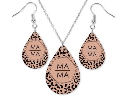 Leopard Mama Earrings and Necklace Set