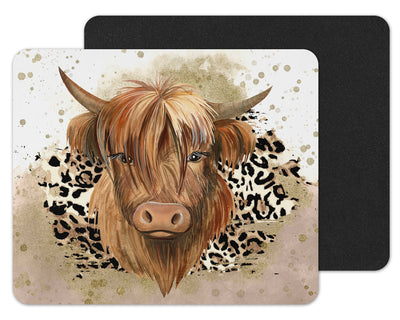 Leopard Highland Cow Mouse Pad