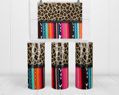 Leopard and Serape 20 oz insulated tumbler with lid and straw
