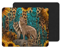 Leopard and Sunflower Wolf Mouse Pad - Sew Lucky Embroidery