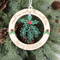 Meet Me Under the Mistletoe Christmas Tree Ornament - Sew Lucky Embroidery