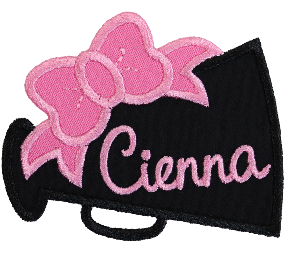 Megaphone Pink and Black Personalized Sew or Iron on Embroidered Patch