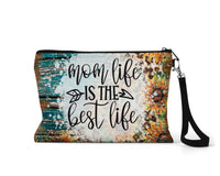 Mom Life Best Life Distressed Makeup Bag - Sew Lucky Embroidery
