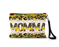 Momma Leopard and Sunflowers Makeup Bag - Sew Lucky Embroidery