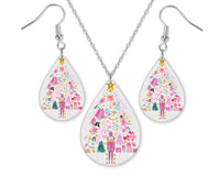 Nutcracker Christmas Tree Earrings or Necklace Set - Sew Lucky Embroidery