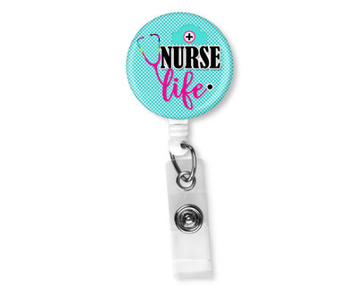 Nurse Life Checkered Badge Reel