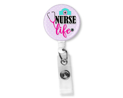 Nurse Life Purple Polka Dots Badge Reel