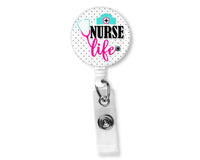 Nurse Life Polka Dots Badge Reel - Sew Lucky Embroidery
