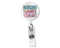 Nursing is an Art Badge Reel - Sew Lucky Embroidery