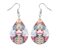 Nutcracker Watercolor Christmas Earrings or Necklace Set - Sew Lucky Embroidery