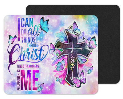 Philippians 4:13 with Butterflies Mouse Pad