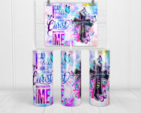 Philippians 4:13  20 oz insulated tumbler with lid and straw - Sew Lucky Embroidery