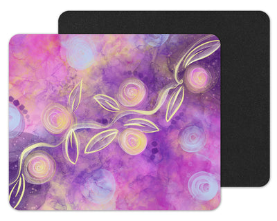 Pink and Purple Watercolor with Vine Mouse Pad