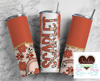Rainbows and Skulls Personalized 20oz Insulated Tumbler with Lid and Straw - Sew Lucky Embroidery