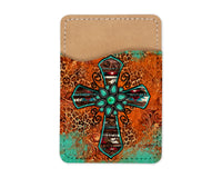 Rhinestone  Leather Cross Phone Wallet - Sew Lucky Embroidery