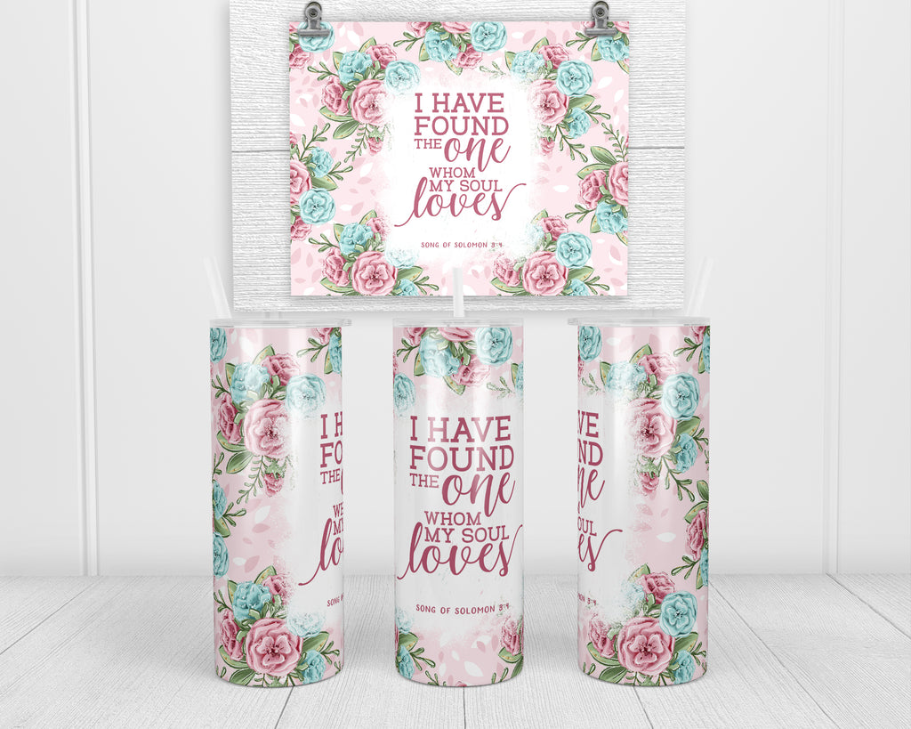 Song of Solomon Bible Verse 20 oz insulated tumbler with lid and straw - Sew Lucky Embroidery