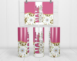 Spring Bunnies Personalized 20 oz insulated tumbler with lid and straw - Sew Lucky Embroidery
