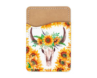 Sunflower Bull Skull Phone Wallet - Sew Lucky Embroidery