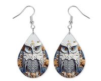 Winter Owl Earrings and Necklace Set - Sew Lucky Embroidery