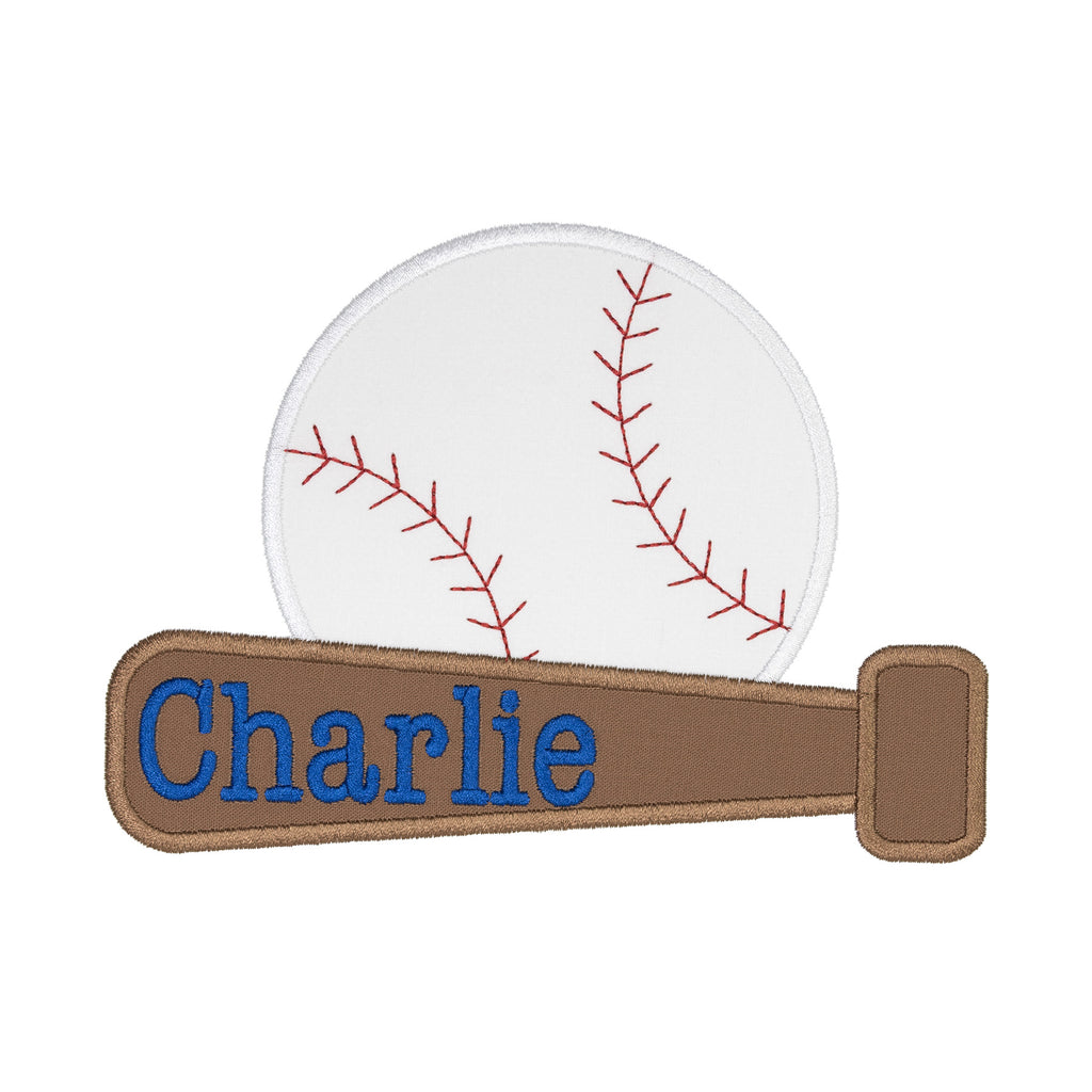 Baseball Name Patch with Bat and Ball Personalized Embroidered Sports Patch for Boys Bags, Jackets, or Team Gear – Iron-On or Sew-On - Sew Lucky Embroidery