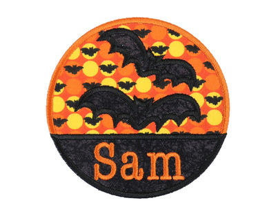 Bats Personalized Circle Sew or Iron on Halloween Patch