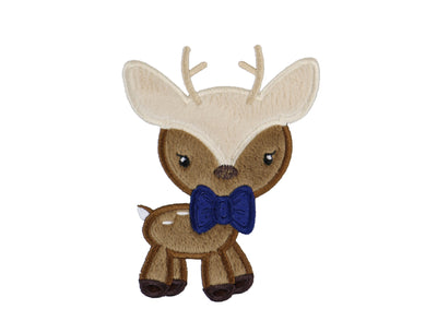 Boy Deer Buck with Blue Bow Tie Sew or Iron on Patch