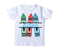 Crayon Frame Back to School Personalized Shirt - Sew Lucky Embroidery