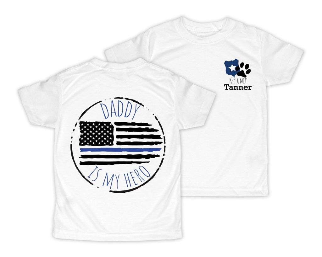 Daddy is My Hero Police Personalized Short or Long Sleeves Shirt - Sew Lucky Embroidery