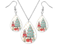 Nutcracker Gold Snowflakes Christmas Earrings or Necklace Set - Sew Lucky Embroidery
