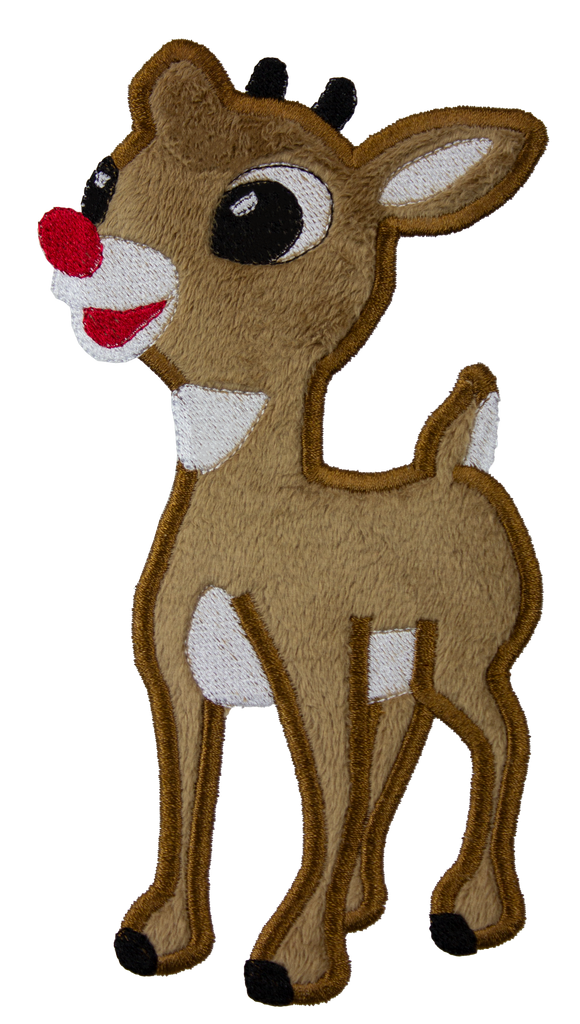 Rudolph Sew or Iron on Embroidered Patch - Sew Lucky Embroidery